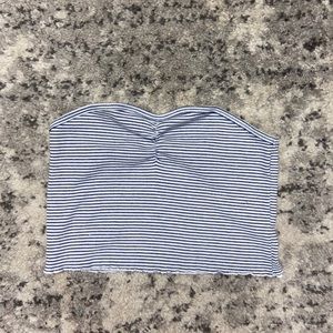 Cropped White Bandeau with Stripes